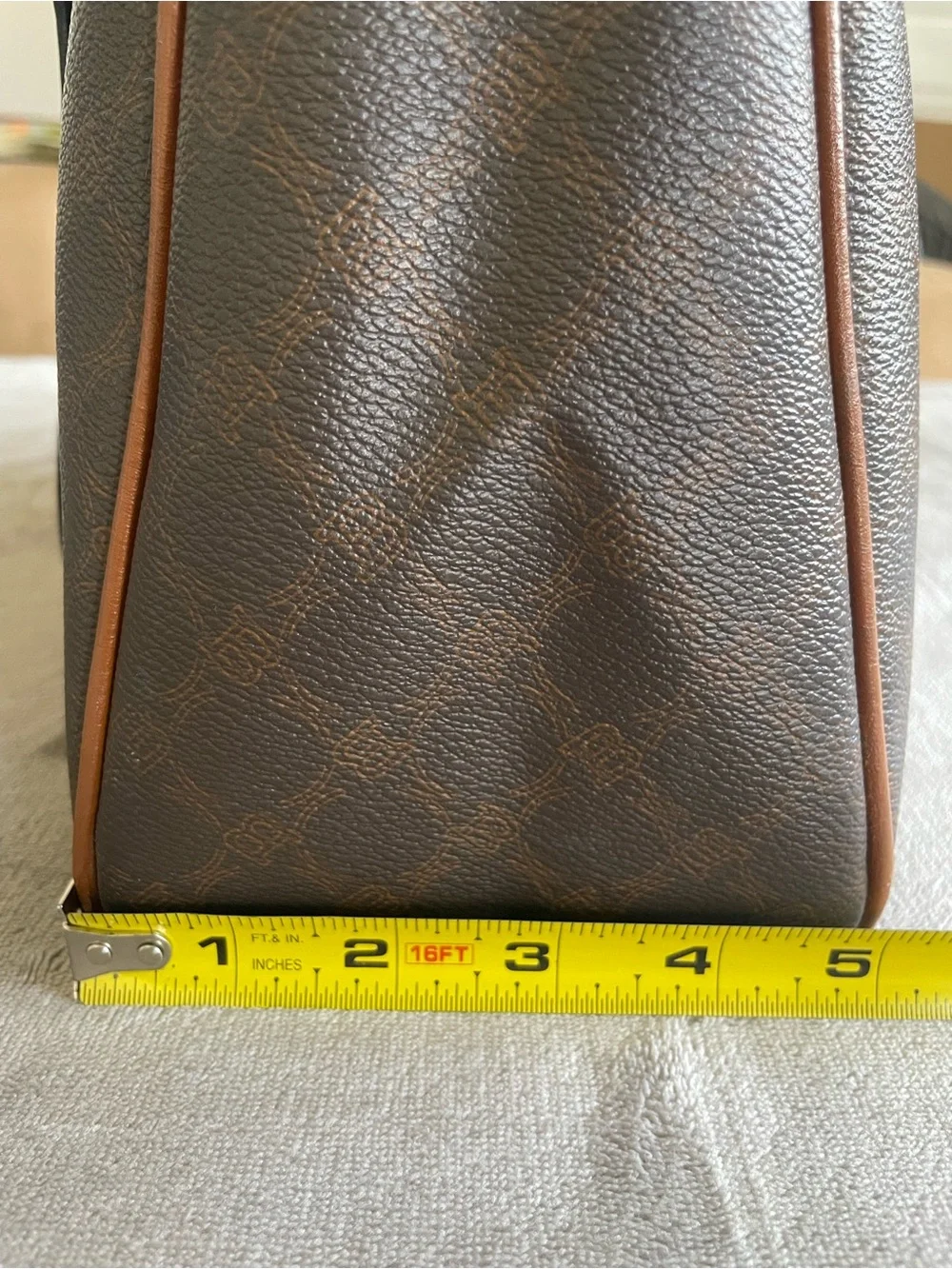 Vintage Bally Monogram Boston Bag Brown Leather Trim Made in Italy